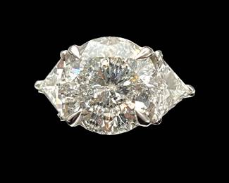 5 Diamond RingCenter Diamond 10.5ctw, Trillions on the sides 1 ctw each