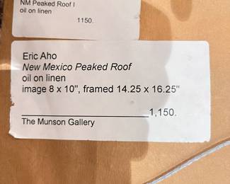 Eric Aho Original Oil on Linen
"New Mexico Peaked Roof"
