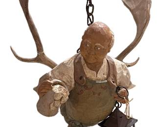 One of a Pair of
Italian Carved Light Fixtures with Antlers