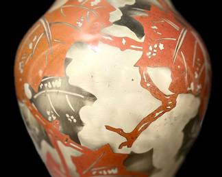 Württembergische Metallwarenfabrik - WMF
Ikon Brass Metal Vase with Silver-plate
and Acid Treatment/Etchings
from Geislingen, Germany c1925-28