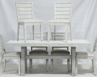 686 - Home Insights marble top dining set upholstered seat chairs 35 x 18 x 22 table 30 x 72 x 40
