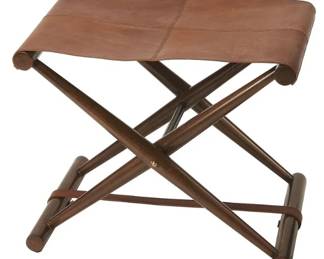 6070 - Butler Specialty Sutton leather folding stool 20 x 23.5 x 17
