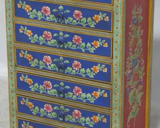 726 - Floral painted multi drawer small chest 34 x 21 x 12

