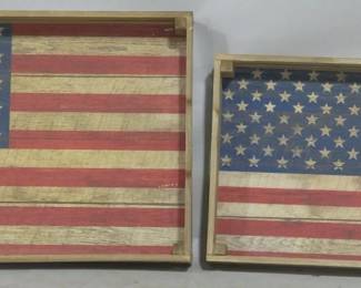 3126 - Wooden American Flag Trays 24x16
