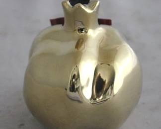 1467 - Gold Tone Pomegranate Vase - 4 x 4 x 4

