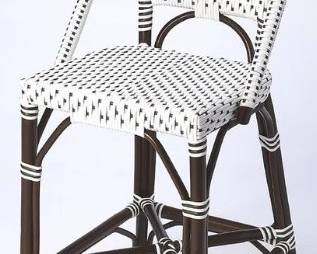 6048 - Butler Specialty Solstice white & chocolate stool 41 x 19.5 x 17 seat height 26" some chips to foot
