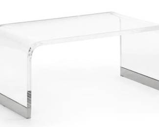 6012 - Chelsea House Waterfall acrylic coffee table silver nickel base 18 x 41.5 x 23 Retail $2482
