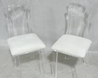 883 - Pair Wildwood acrylic Cora side chairs 42 x 17 x 19
