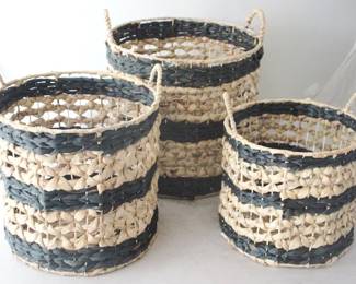 1036 - 3 pc. Set of Baskets by Three Hands 15" x 15" x 11.5"

