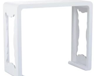 6078 - Wildwood Brisas shaped console in white some chips on edges 34 x 40 x 16 Retail $1792
