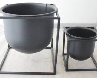 1081 - 2 pc. Set of Metal Planters by Three Hands 9" x 9" x 9.25"
