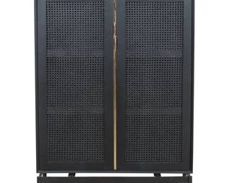 106 - Union Home Louisiana black cabinet cane mesh doors 48 x 35.5 x 19 Retail Price $1,486
