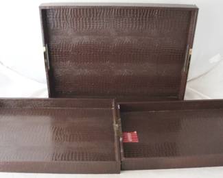 1221 - 3 pc. Serving Tray Set by Three Hands 20.5" x 15" x 1.75"
