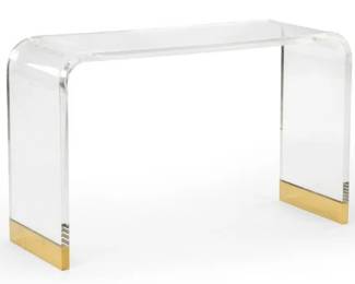 6090 - Chelsea House Waterfall acrylic console table Brass base 28.5 x 46 x 15 Retail $2528
