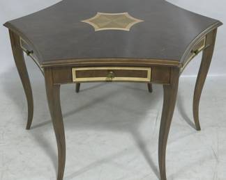 910 - Wildwood inlaid game table with drawers Retail $3540

