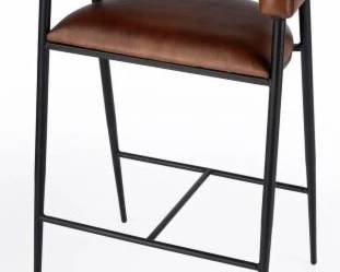 6053 - Butler Specialty Dallas brown leather stool 37.5 x 23 x 16 seat height 29.5"
