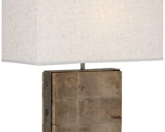 1344x - Robert Abbey Oliver table lamp, 22" Unfinished mango wood/patina nickel, open weave Heather linen shade Retail $657
