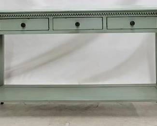 59 - Alden Parkes Elliott 3 drawer lt blue console 36.5 x 62 x 15
