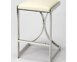 6085 - Butler Specialty Natalya silver counter stool 24 x 14 x 14 Retail $519
