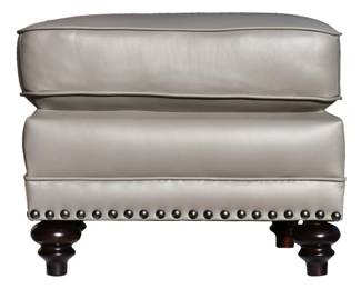 153 - LEA Unlimited Victoria leather ottoman nail head trim 25 x 22 x 18
