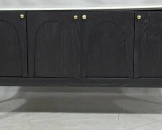 3002 - Union Home Luna sideboard in black 37x66x20 marble top, marble does not set down completely
