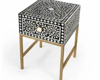6093 - Butler specialty Purgenia side table mother of pearl inlay 1 drawer small repair to inlay on top Retail $809
