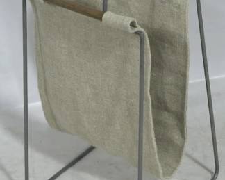 919 - Butler burlap & metal magazine basket 20 x 11 x 8 Retail $99
