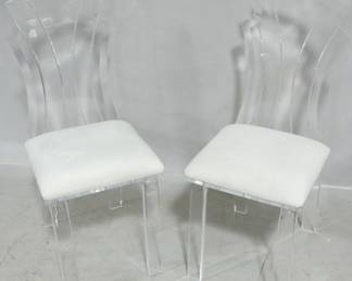 884 - Pair Wildwood acrylic Cora side chairs 42 x 17 x 19
