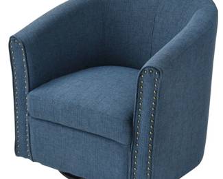 6009 - Elk Home Avalor navy linen swivel chair 29 x 30 x 28 Retail $1350
