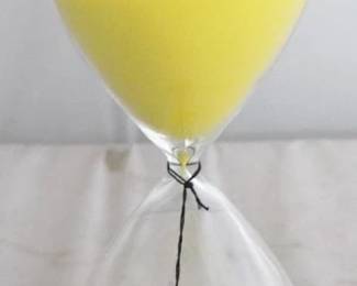 1381 - Glass Hourglass by Three Hands 5" x 5" x 14.25"
