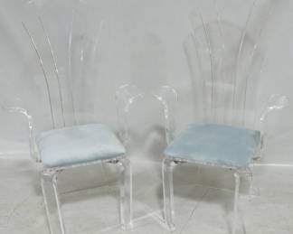 881 - Pair Wildwood acrylic Cora arm chairs 46 x 28 x 16
