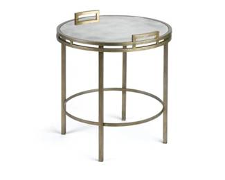 6118 - Alden Parkes Spencer side table stainless silver new in box, NOT unpacked 28 x 24 x 24
