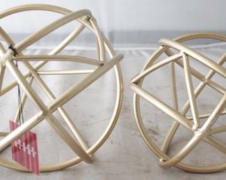 1160 - 2 pc. Set of Metal Orbs by Three Hands 8.5" x 8.25" x 7.75"
