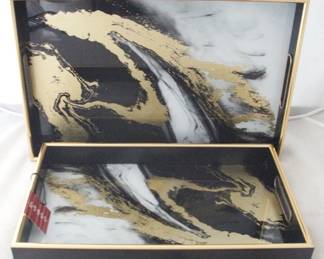 1099 - 2 pc. Set of Serving Trays by Three Hands 17.75" x 12" x 1.75"
