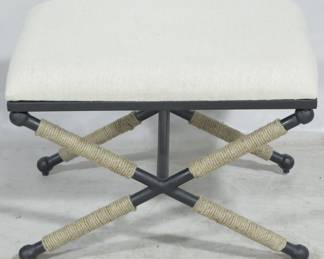 703 - Jute woven X leg stool, 18 x 25 x 18
