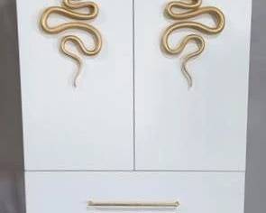 6097 - Chelsea House bar cabinet, snake handles Brass accents & base
