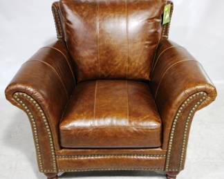 7013 - Leather Italia Butler Nailhead Side Chair 44 x 36 x 42
