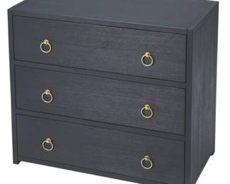 6067 - Butler Specialty Lark 3 drawer chest, navy 32 x 34 x 18 paint chips on top and edge
