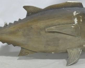 3137 - Carved Wood Fish Wall Mount 18x48 chip on fin
