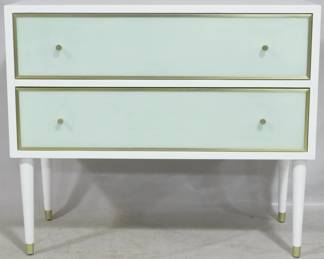 3099 - Modern History Seaglass 2 drawer chest 34.5x40x18
