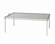 6119 - Alden Parkes Spencer cocktail table stainless silver new in box, NOT unpacked 20 x 50 x 33
