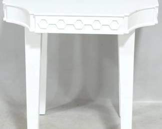 948 - Chelsea House Shayla Copas table white lacquer Retail $1262 26 x 24 x 24
