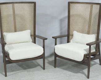 725 - Pair Union Home Wingman lounge chairs 31" x 28" x 47.5" Retail Price $2302 each Small split on top on one
