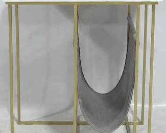 936 - Butler Specialty Stephanik magazine table marble, brass & leather Retail $670 22 x 20 x 18
