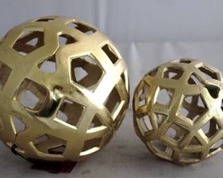 1434 - Metal Gold Tone Orbs - 2 7" round
