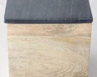 1045 - Marble/Wood Box by Three Hands 9" x 6" x 4"
