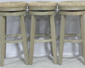 3148 - 3 Rush Seat Swivel Stools 32x18"
