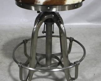 7002 - Butler Cowhide (faux top) Adjustable Stool 14 x 22
