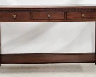 58 - Alden Parkes Elliott 3 drawer console walnut finish 36.5 x 62 x 15
