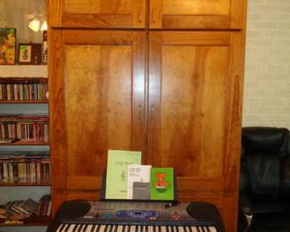 Wooden Storage Unit, Keyboard & Stand